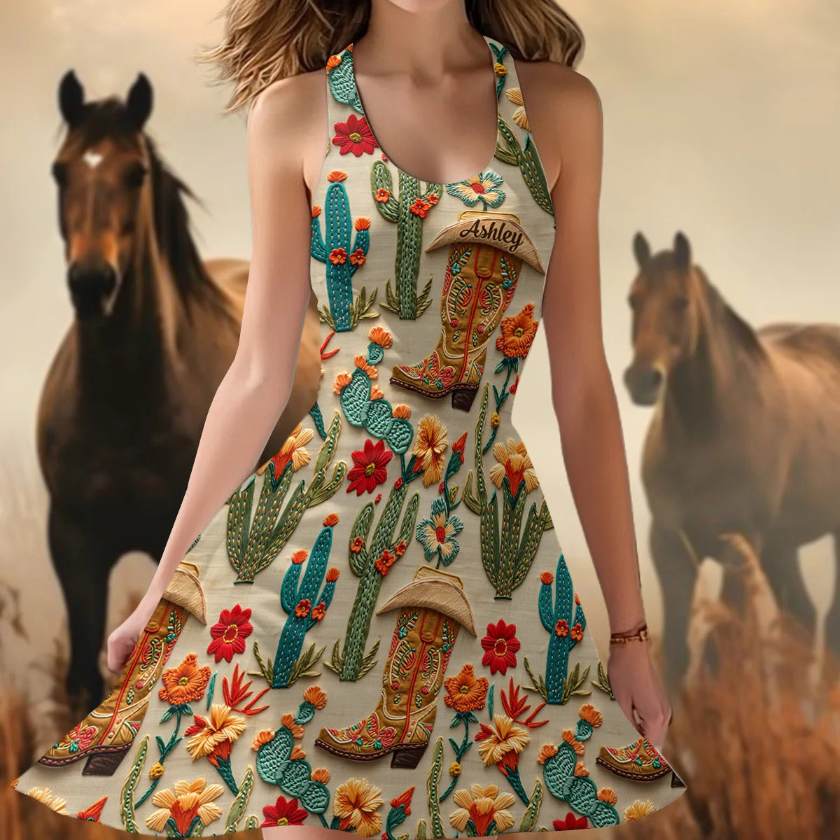 Cactus Cowgirl - Personalized Sleeveless Dress