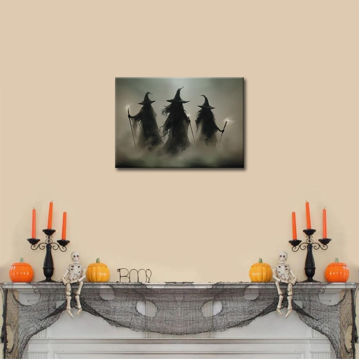 Vintage Witchy Wall Art ,Witch Canvas, Witch Halloween Poster, Wall Decor