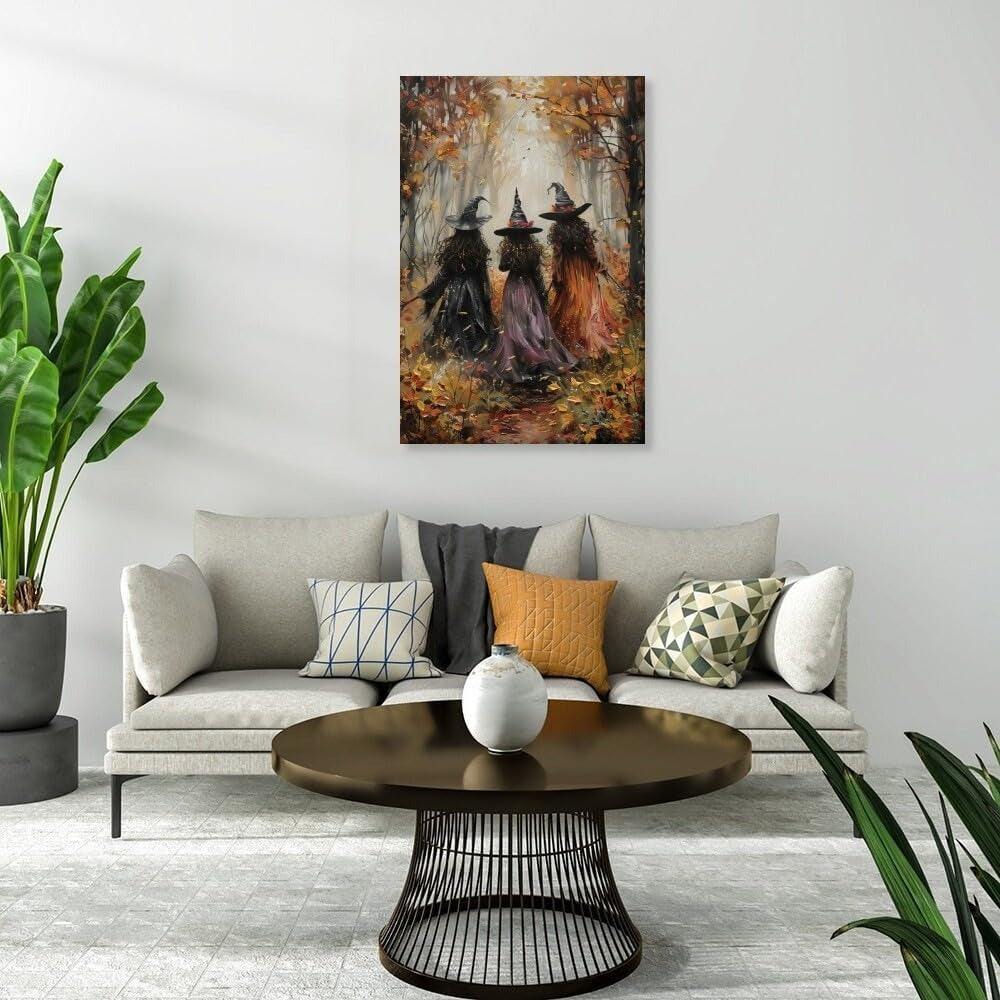 Witch Canvas, Witch Halloween Poster, Wall Decor