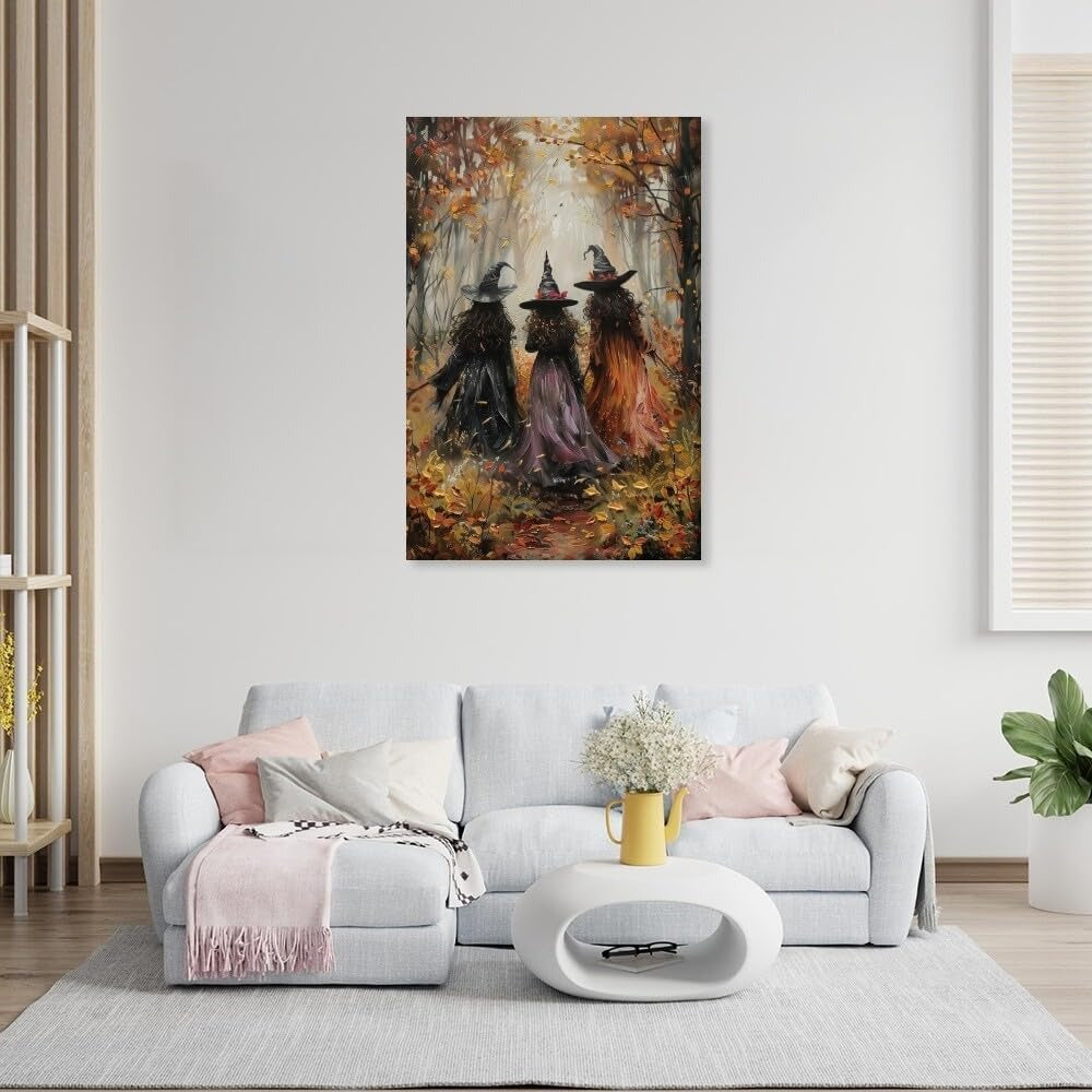 Witch Canvas, Witch Halloween Poster, Wall Decor