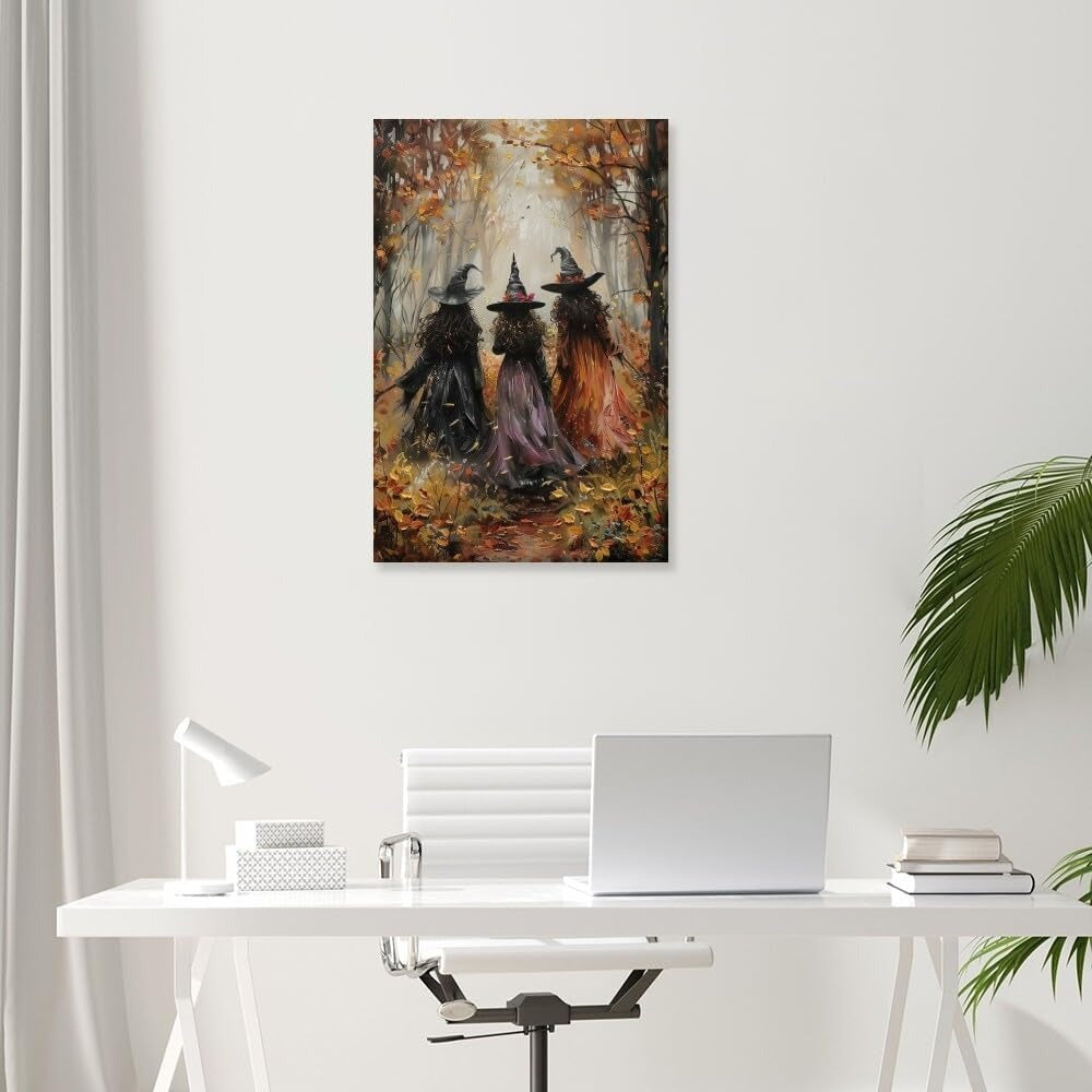 Witch Canvas, Witch Halloween Poster, Wall Decor