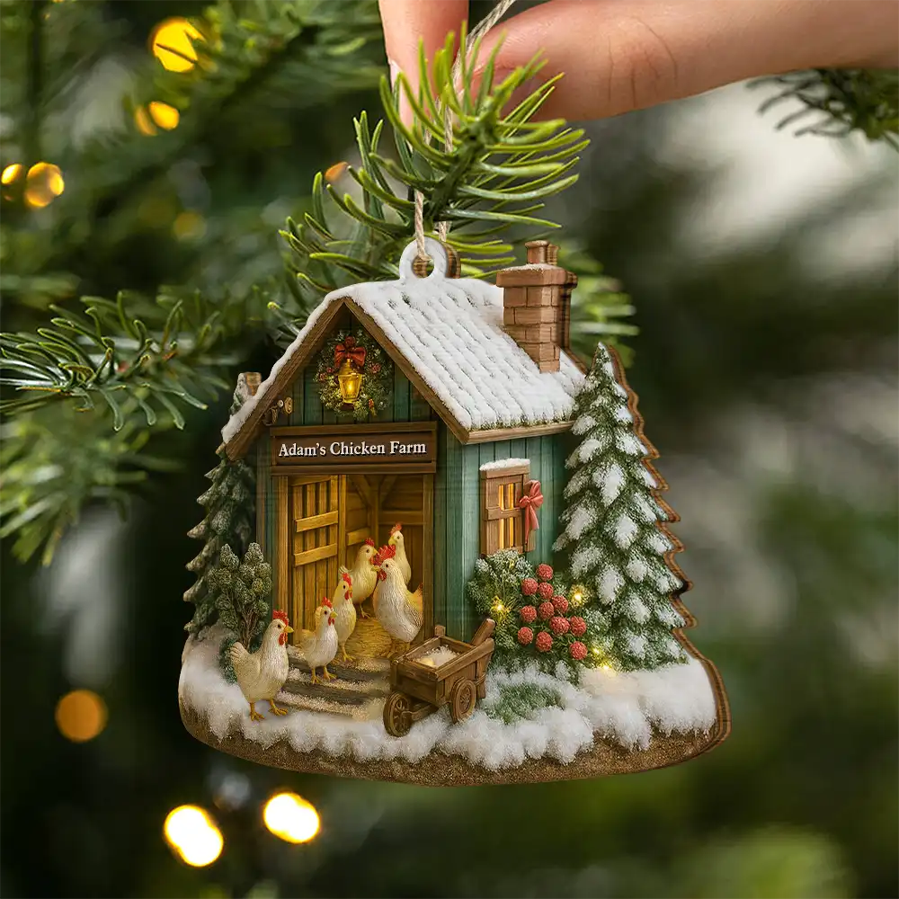 Christmas Chicken Farm - Personalized Christmas Ornament