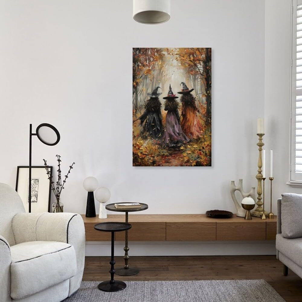 Witch Canvas, Witch Halloween Poster, Wall Decor