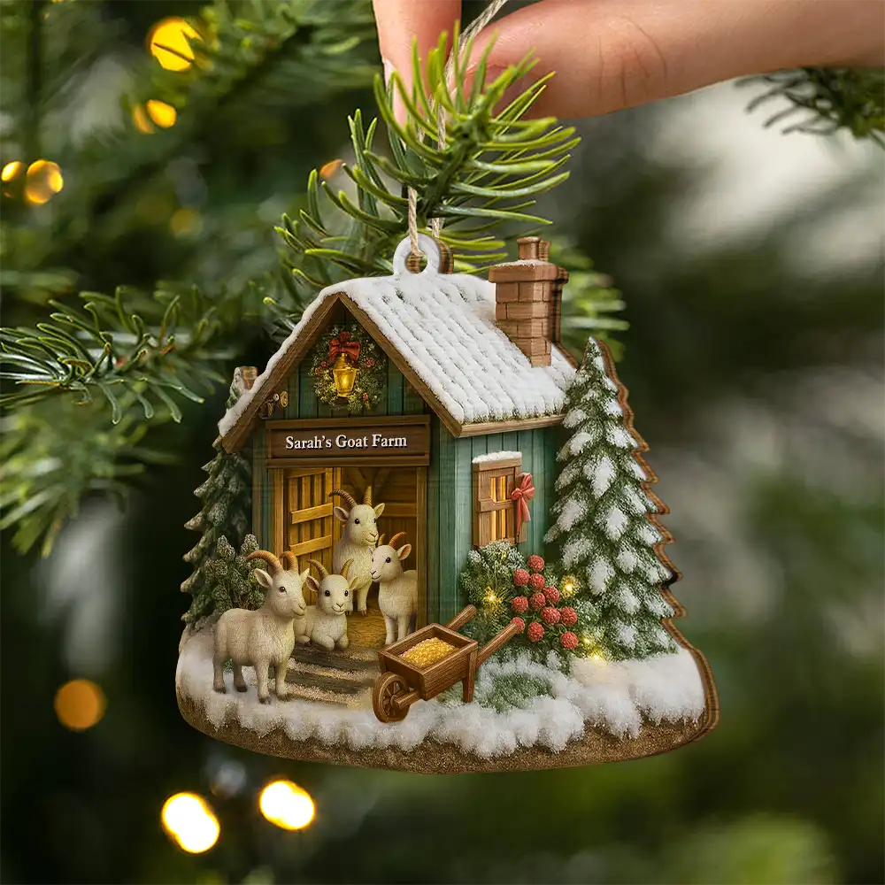 Christmas Goat Farm - Personalized Christmas Ornament