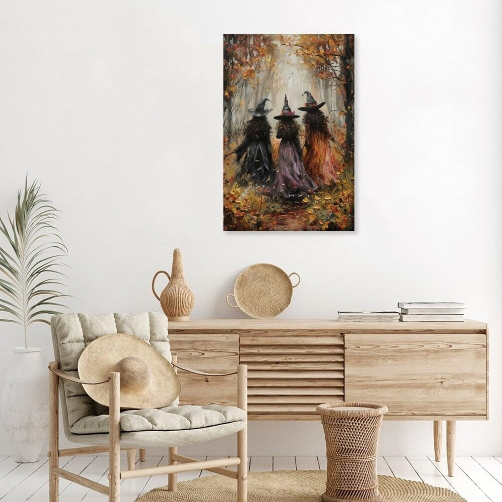 Witch Canvas, Witch Halloween Poster, Wall Decor