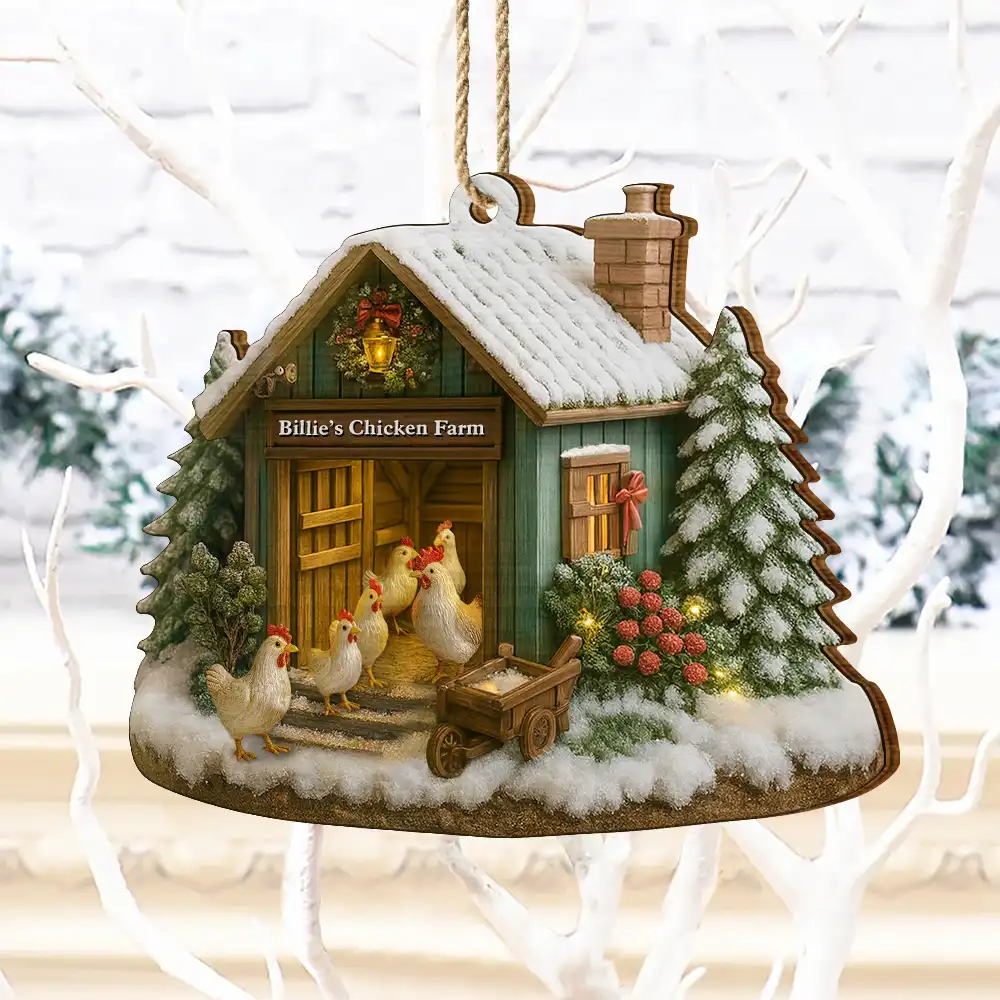 Christmas Chicken Farm - Personalized Christmas Ornament