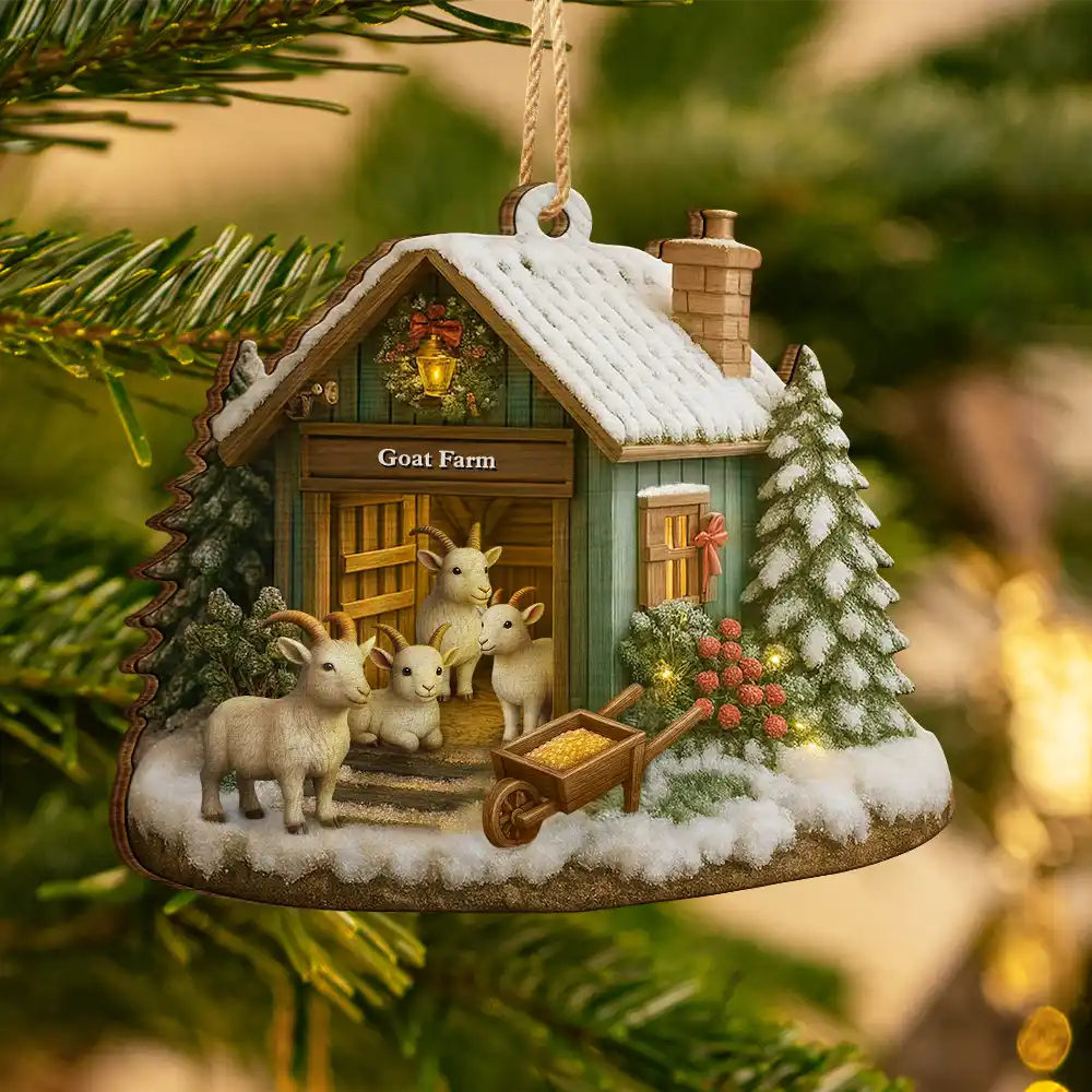 Christmas Goat Farm - Personalized Christmas Ornament