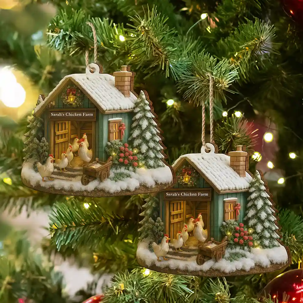 Christmas Chicken Farm - Personalized Christmas Ornament