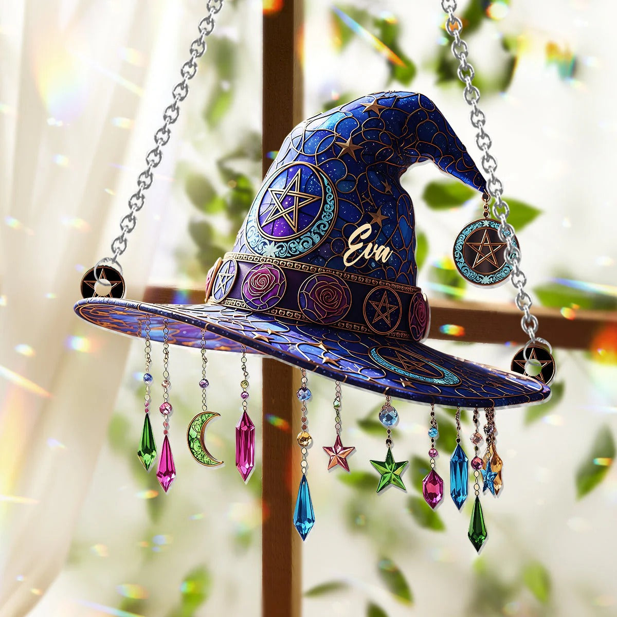 Witch Magical Hat - Personalized Witch Acrylic Window Hanging Suncatcher