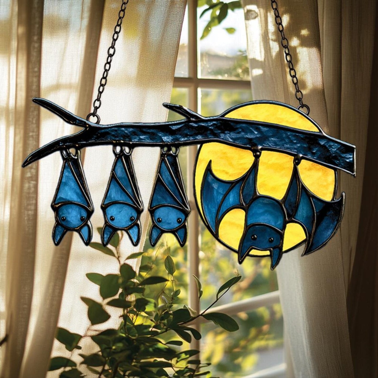 Cute Moonlit Bat Acrylic Window Suncatcher