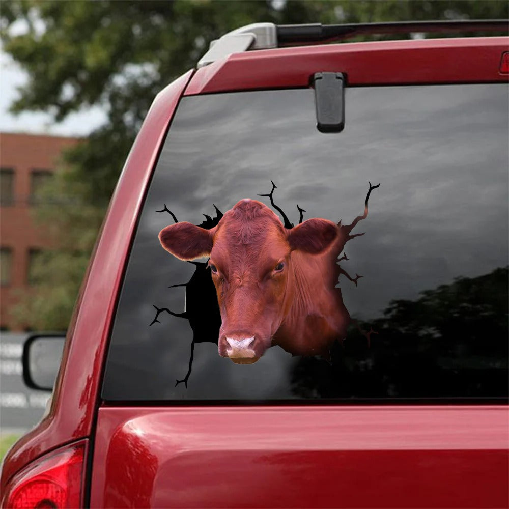 Danish red cattle crack car sticker cows lover, Cows Decal