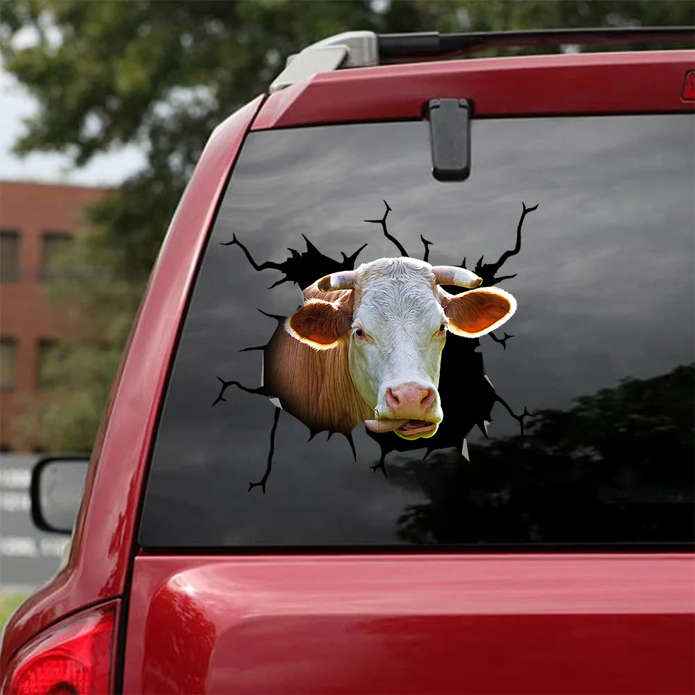 Simmental cow crack sticker cattle lover, Cows Decal