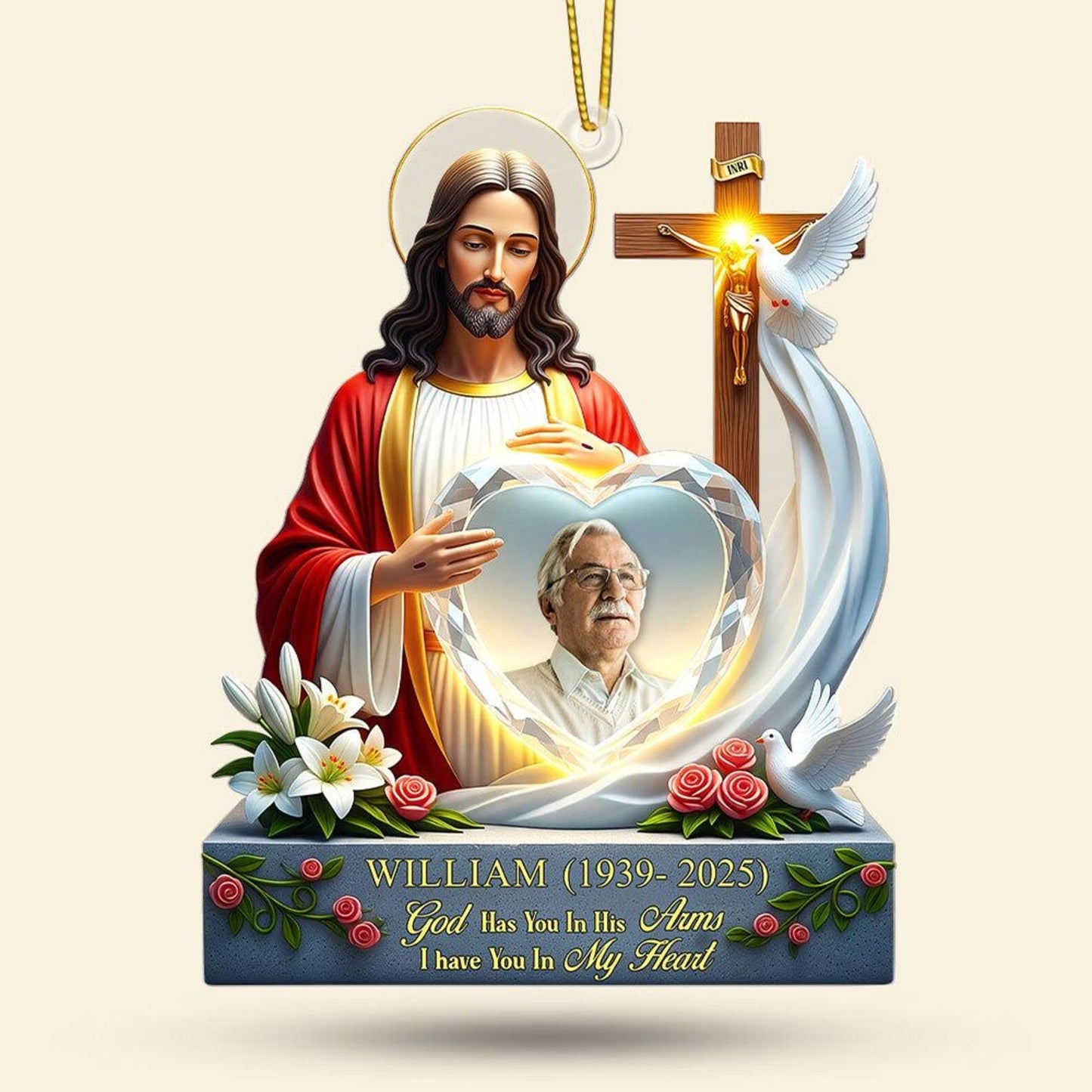 Heaven Jesus Ornament, Custom Photo Gifts for Loved Ones