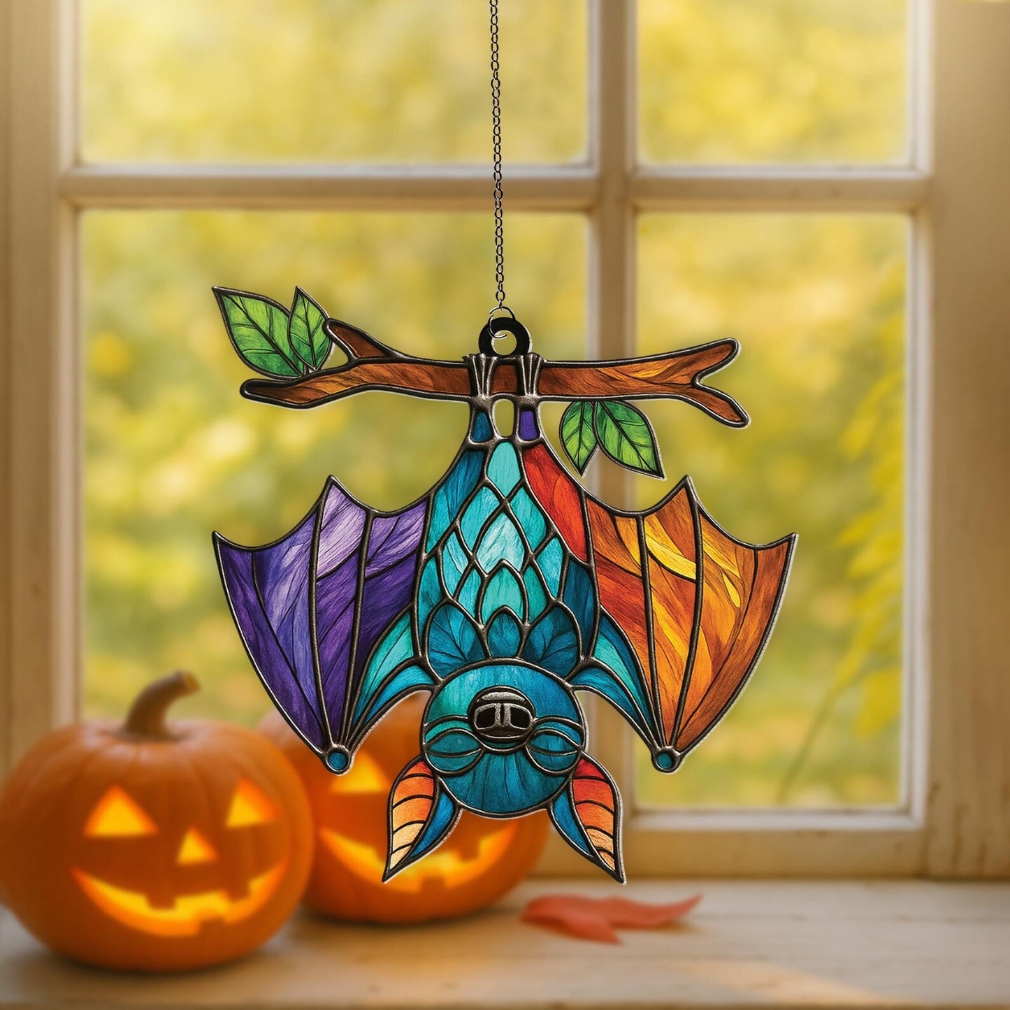 Colorful Upside Down Bat Acrylic Window Suncatcher