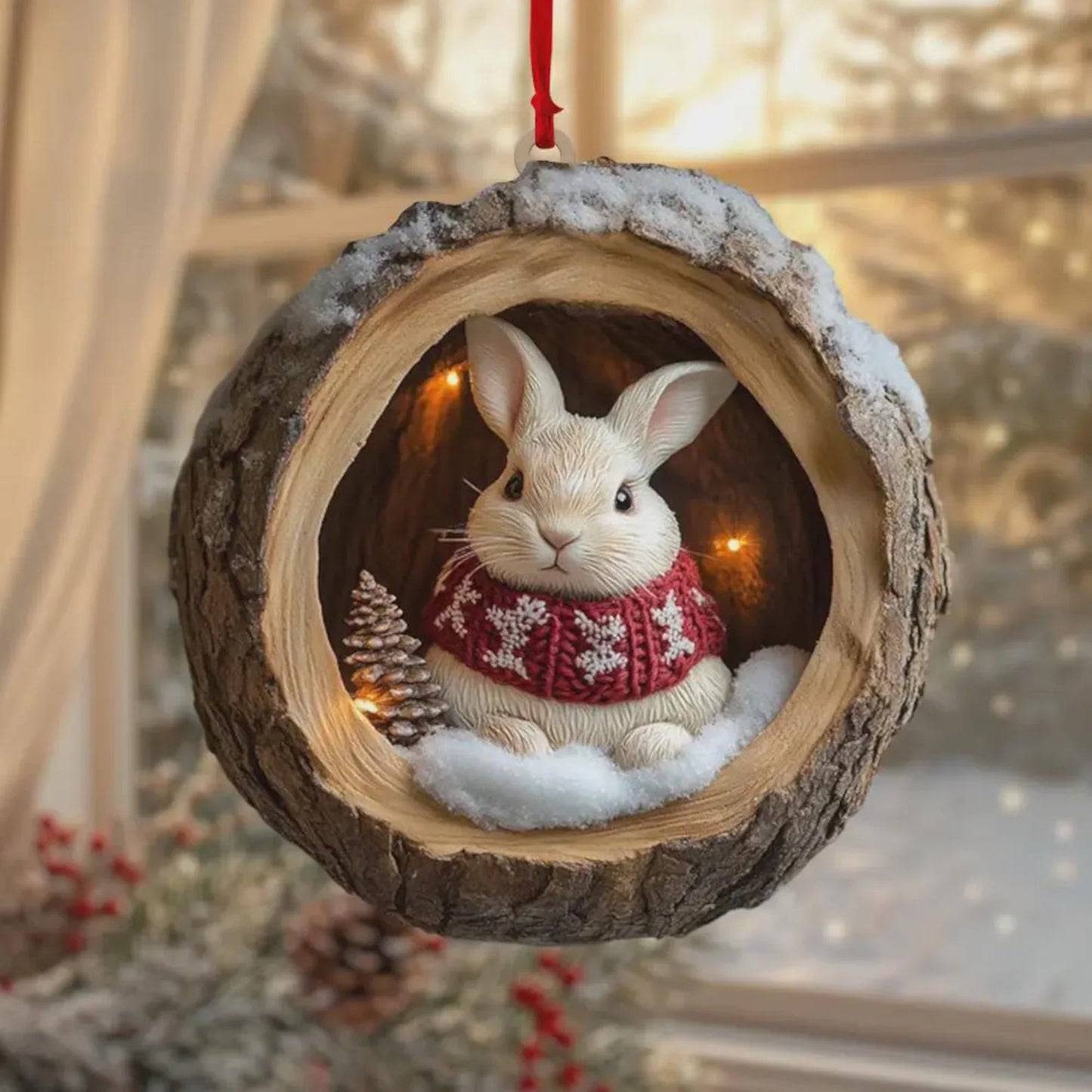 Winter Bunny Ornament - Christmas Gift