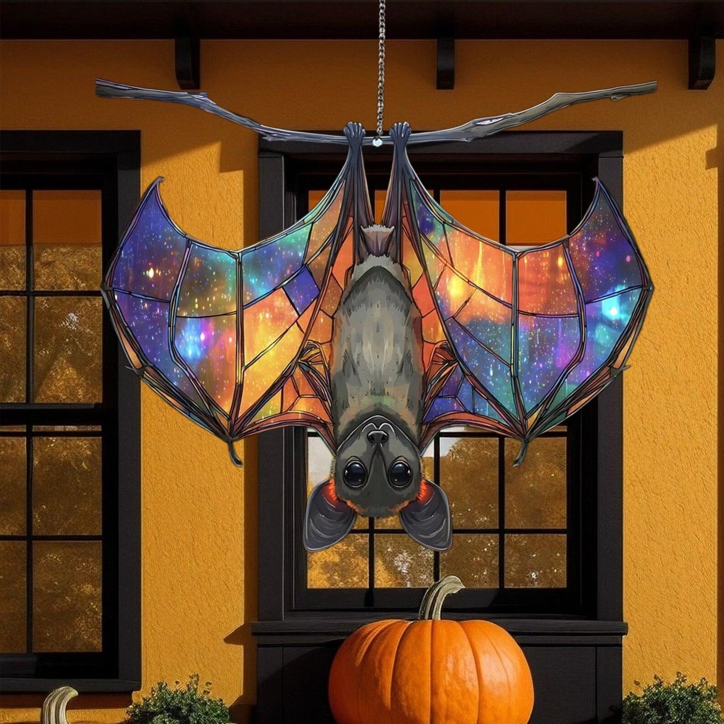 Upside Down Bat Colorful Acrylic Window Suncatcher