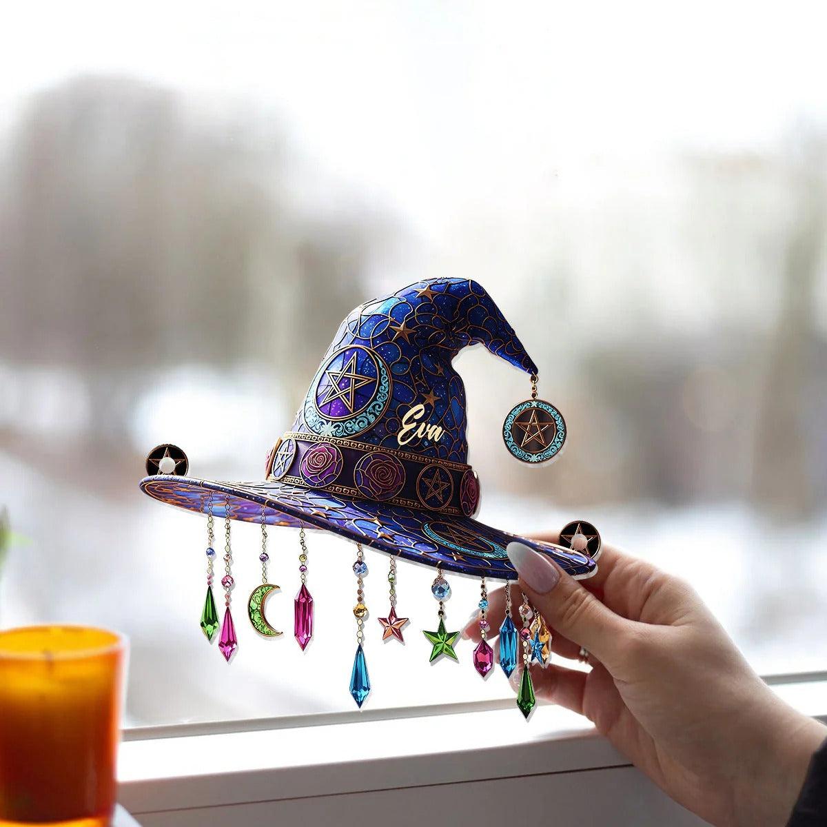 Witch Magical Hat - Personalized Witch Acrylic Window Hanging Suncatcher
