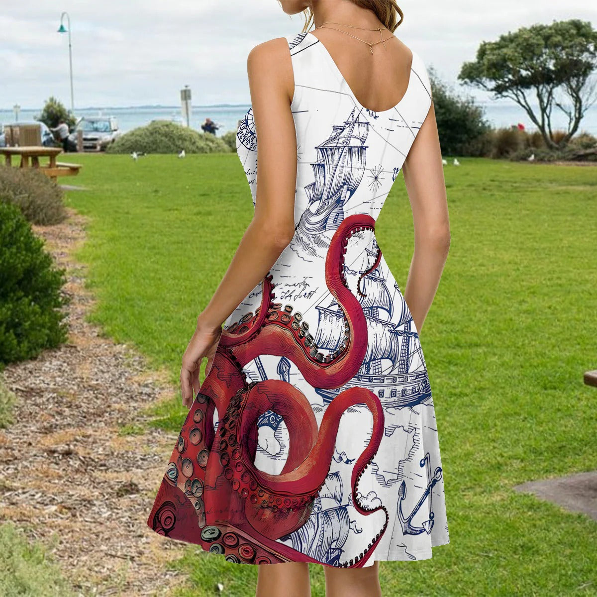 Octopus Sailboat Cruise - Personalized Sleeveless Dress
