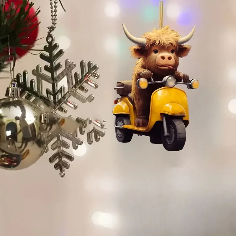 Highland Cow Cute Christmas Acrylic Ornament - Gift For Cow Lover's