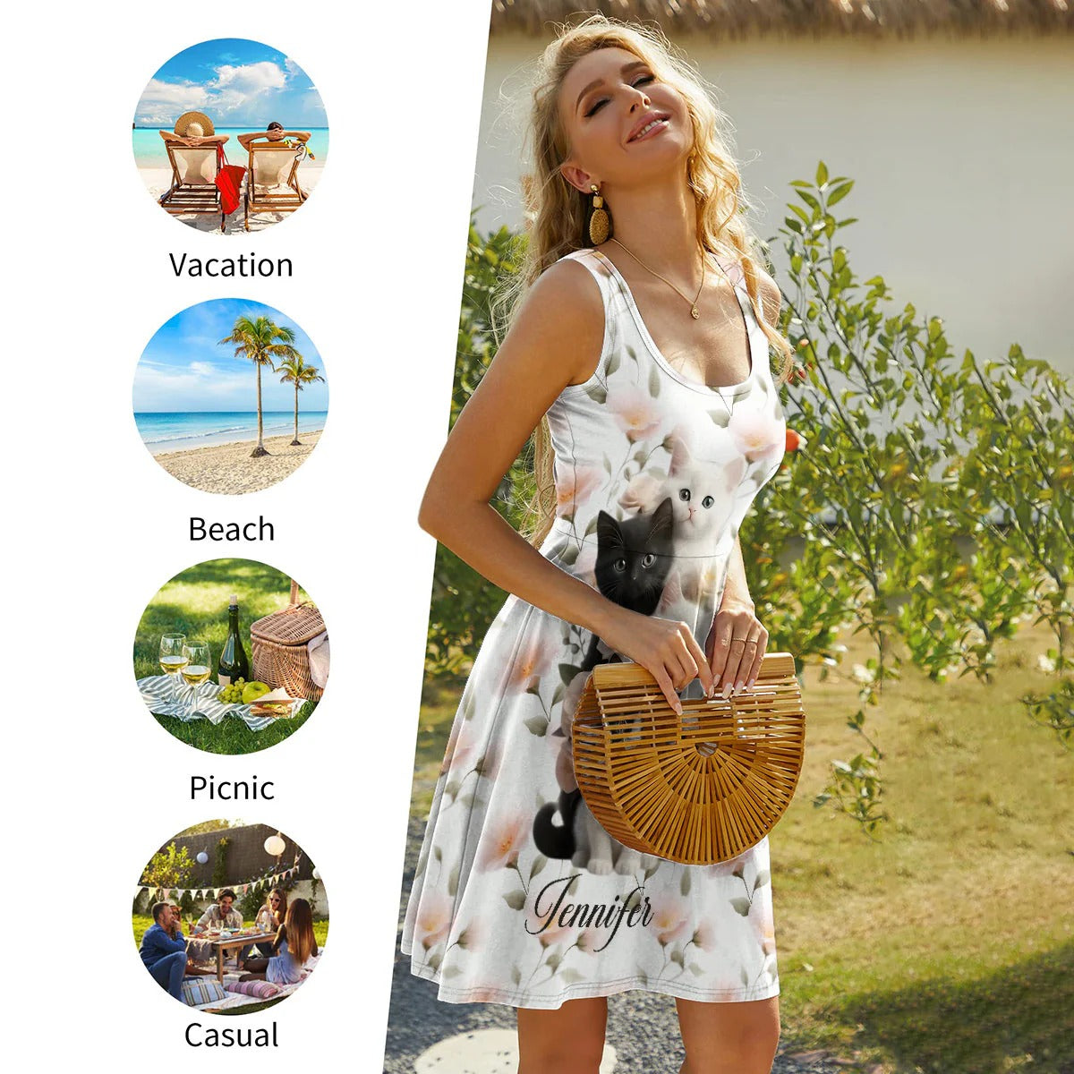 Cute Kittens - Personalized Sleeveless Dress