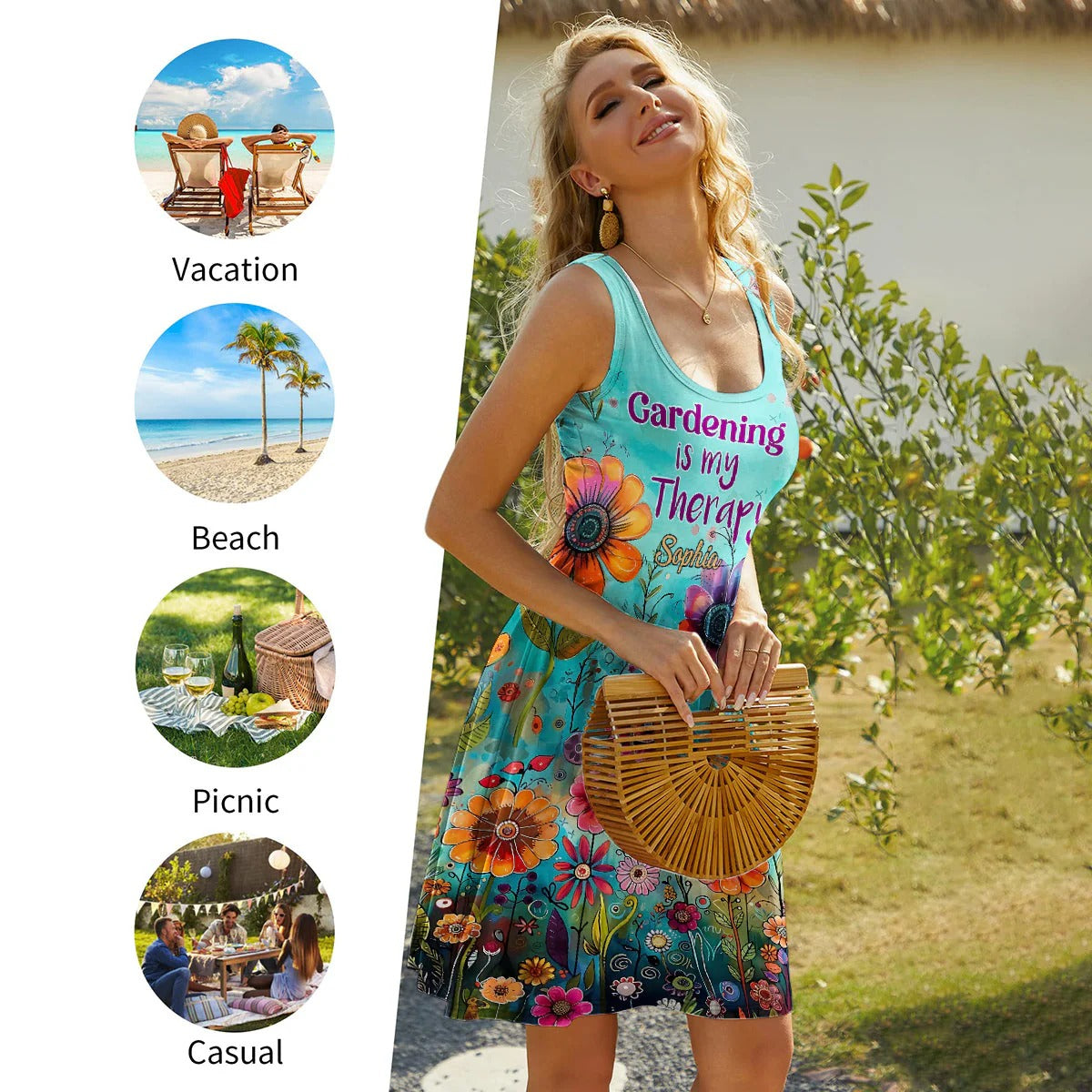 Gardening Is My Therapy - Personalized Sleeveless Dress