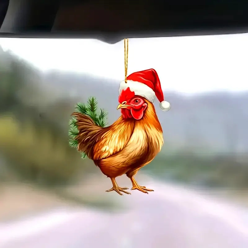 Chicken Christmas Acrylic Ornament - Gift For Chicken Lover's