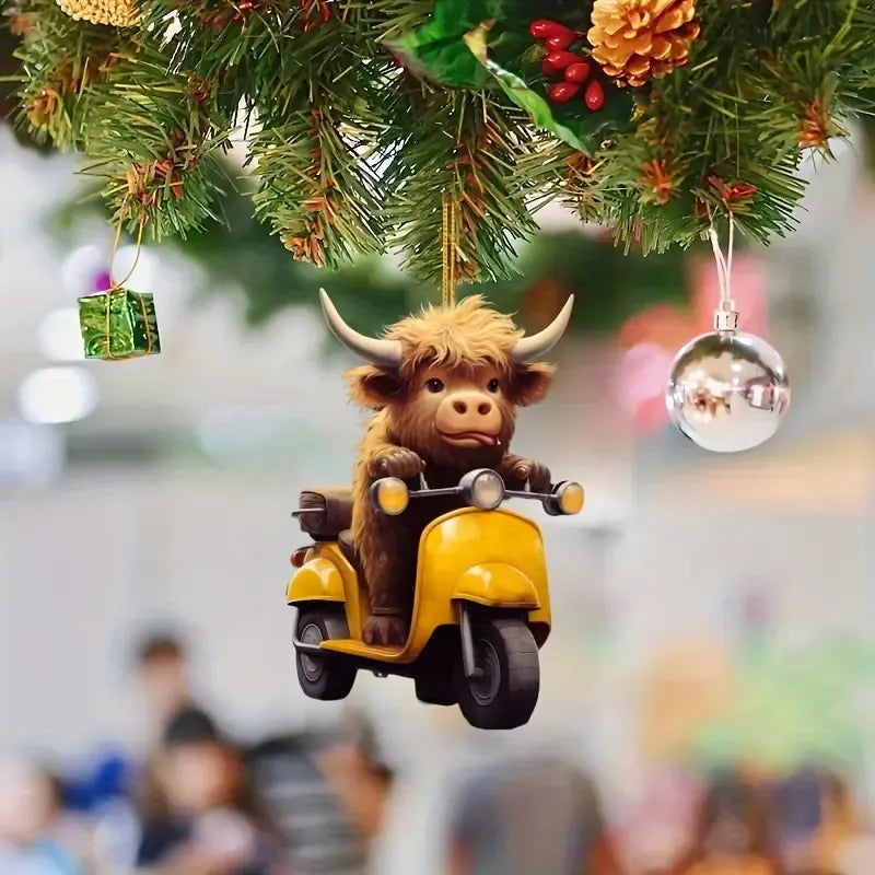 Highland Cow Cute Christmas Acrylic Ornament - Gift For Cow Lover's