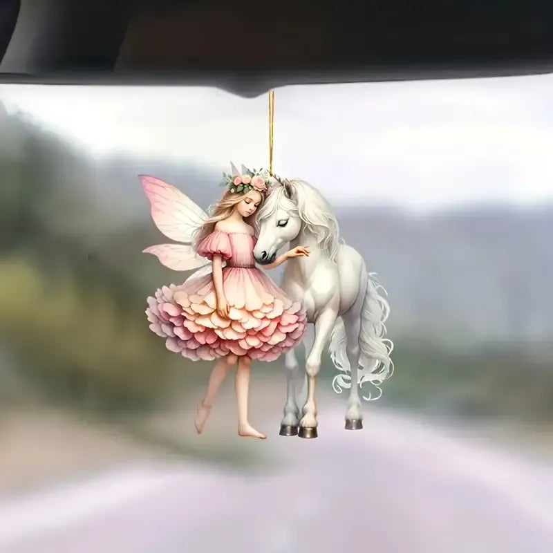 Adorable Fairy Riding a White Horse Acrylic Ornament - Gift For Horse