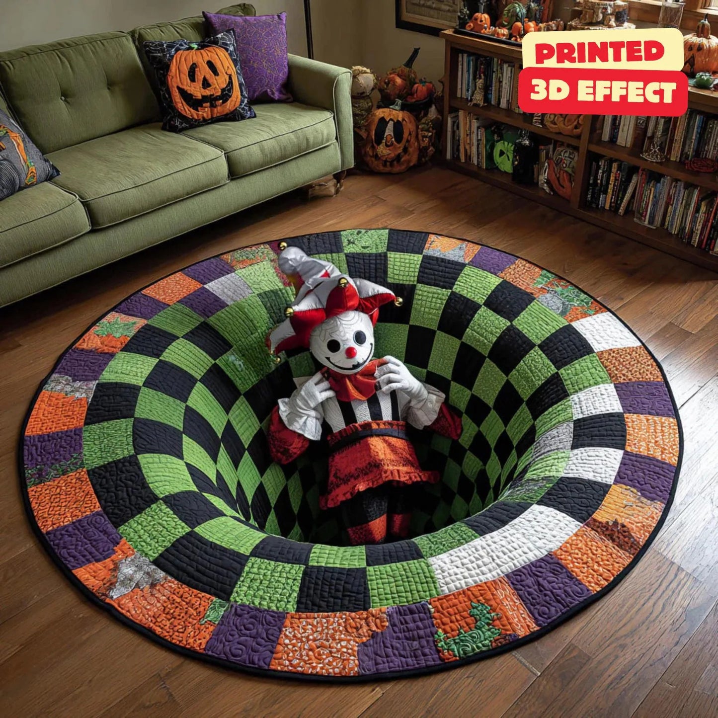 Halloween Clown Chamber Horror Quilted Round Mat