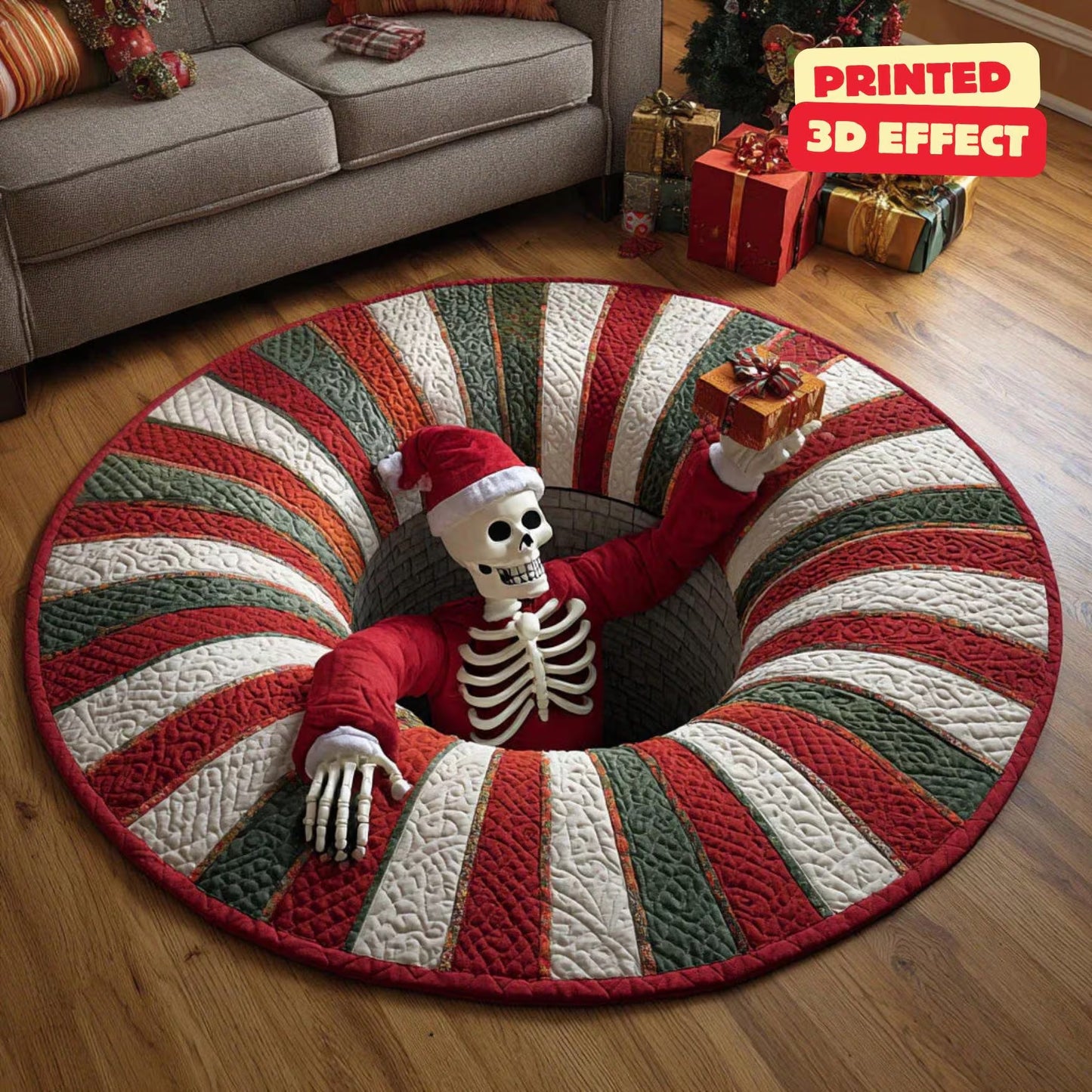 Halloween Santa Quilted Round Mat