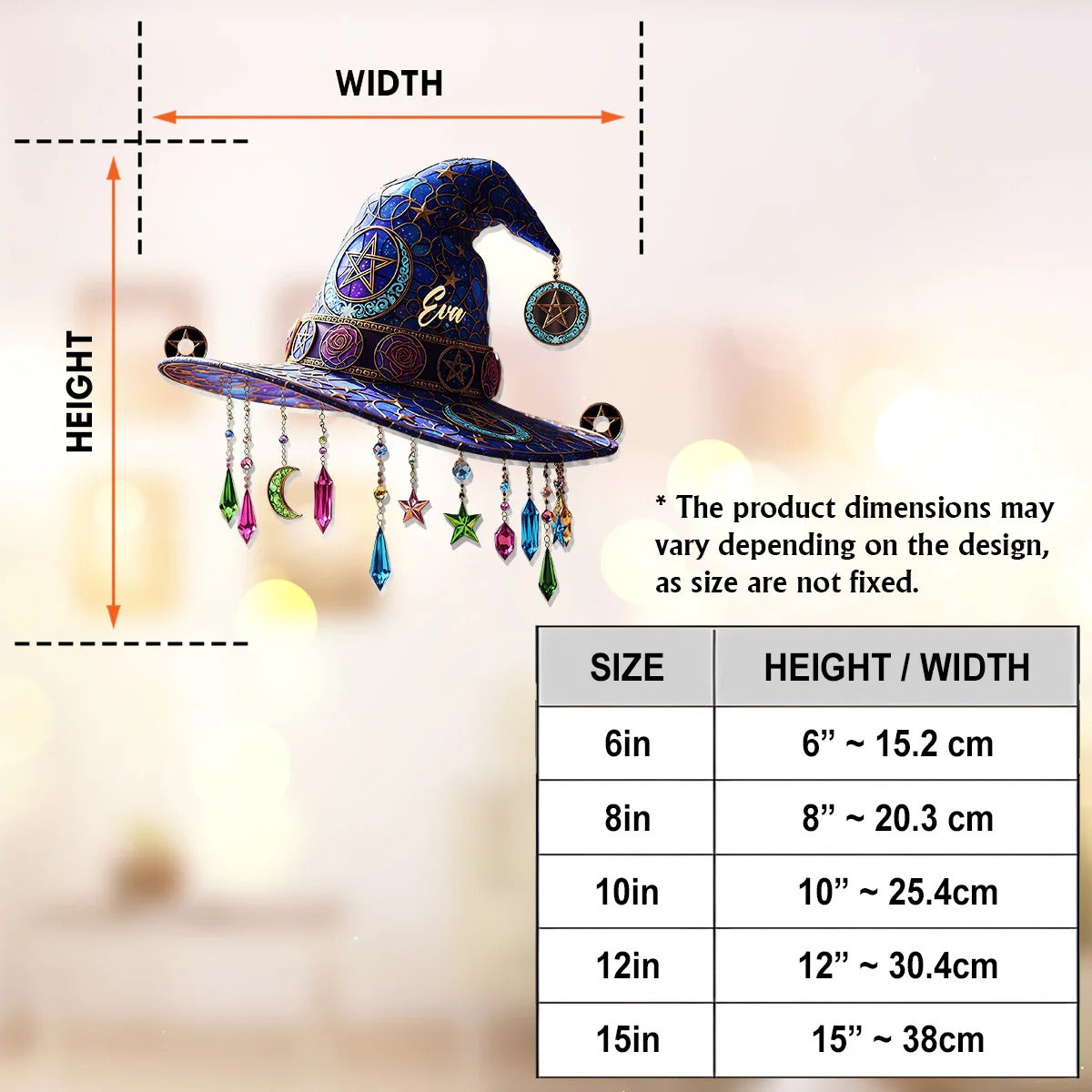 Witch Magical Hat - Personalized Witch Acrylic Window Hanging Suncatcher
