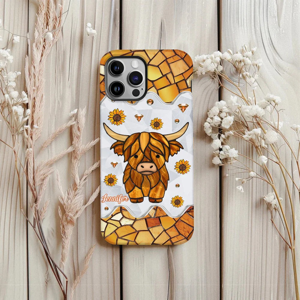 Adorable Highland Cow Personalized Phone Case