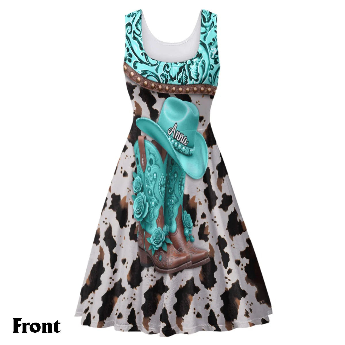 Western Cowgirl Boots - Personalized Sleeveless Dress