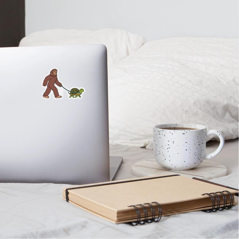 Bigfoot Sasquatch Walking Turtle on Sticker