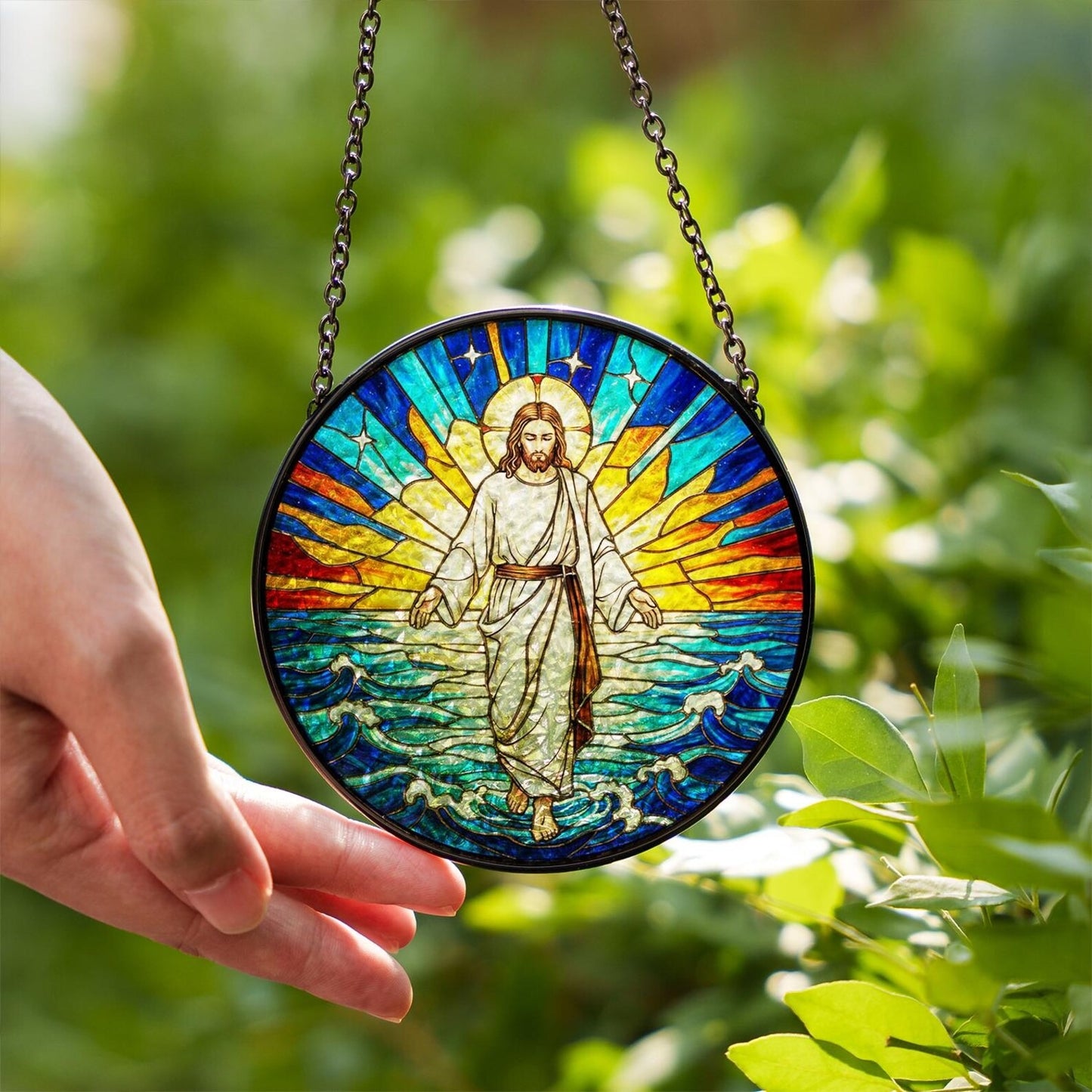 Jesus Christ Suncatcher, Christian Stained Glass