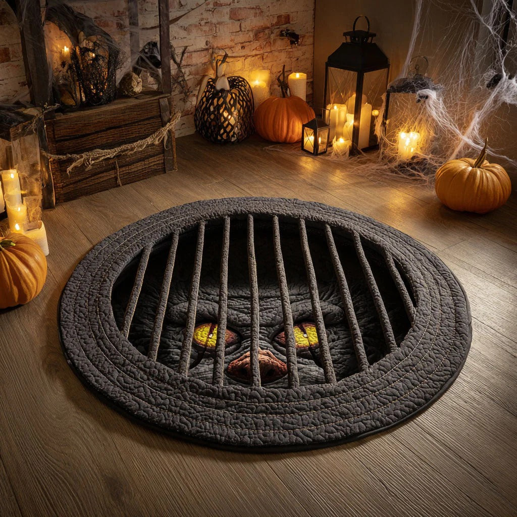 Creepy Cellar Hatch Quilted Round Mat
