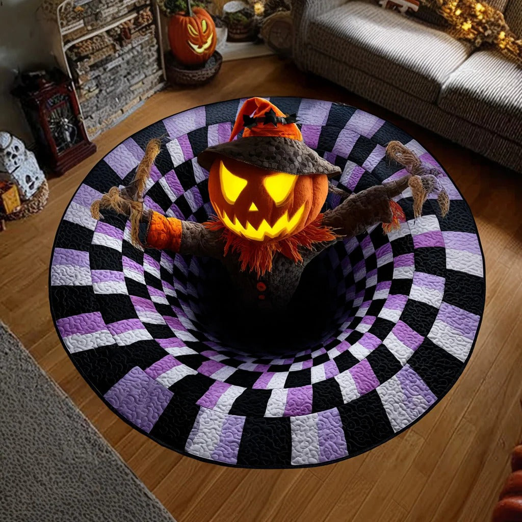 Pumpkin Scarecrow Quilted Round Mat
