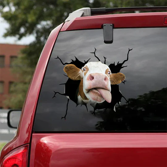 Cow Crack Sticker Car Window Fun Small Stickers, Cows Decal