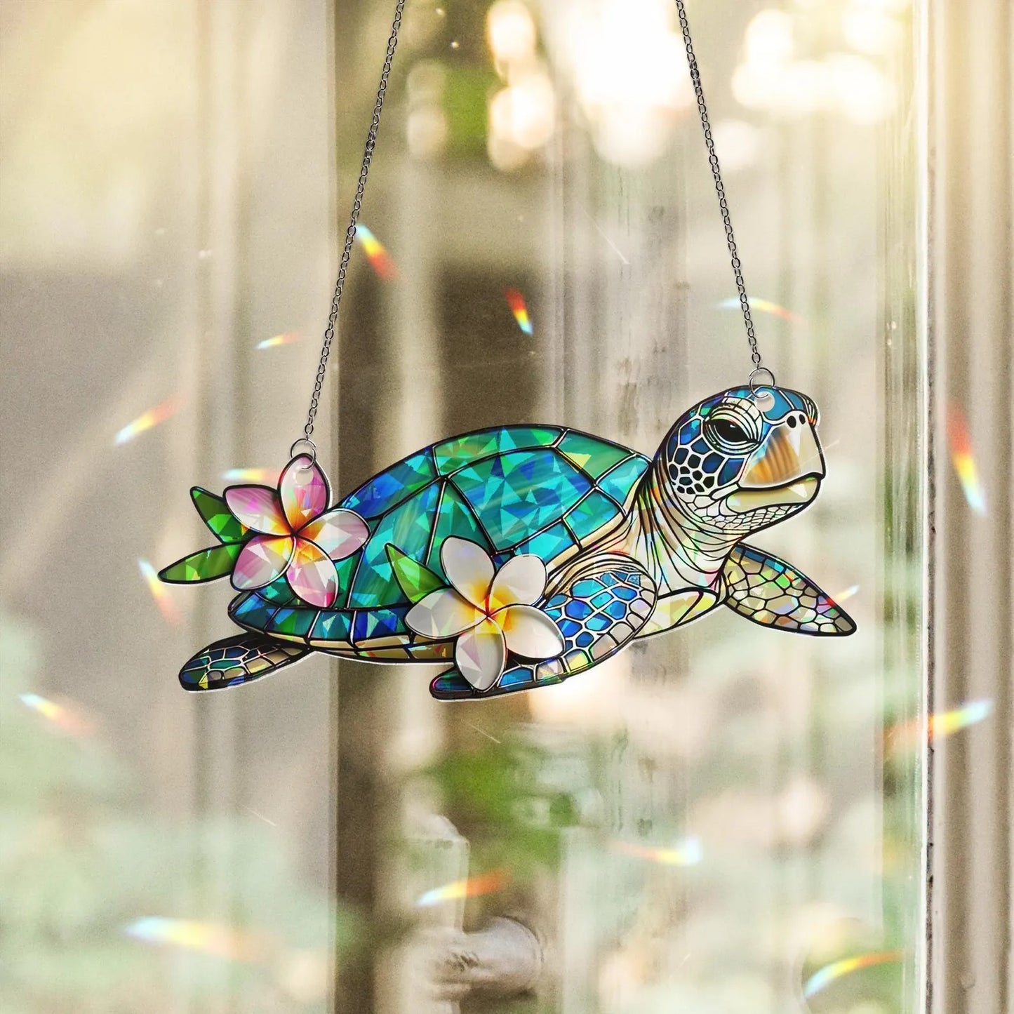 Sea Turtle Holographic Acrylic Suncatcher