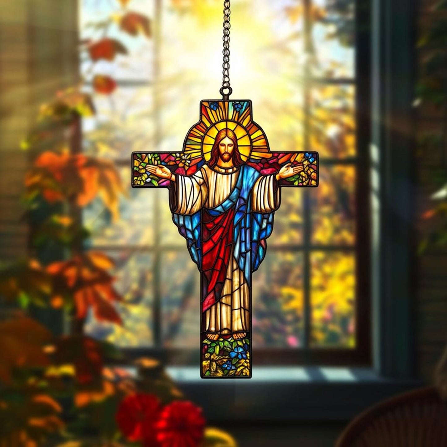 Jesus Suncatcher, Christian Acrylic Suncatcher Window