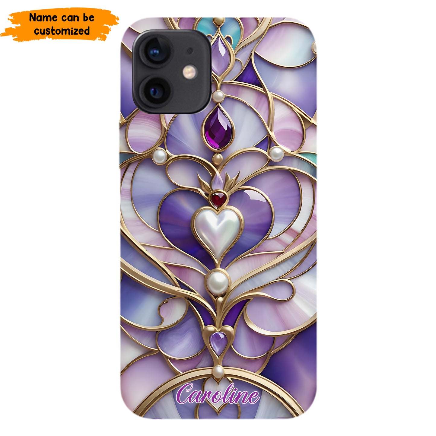 Personalized Royal Heart Stained Glass Phone Case