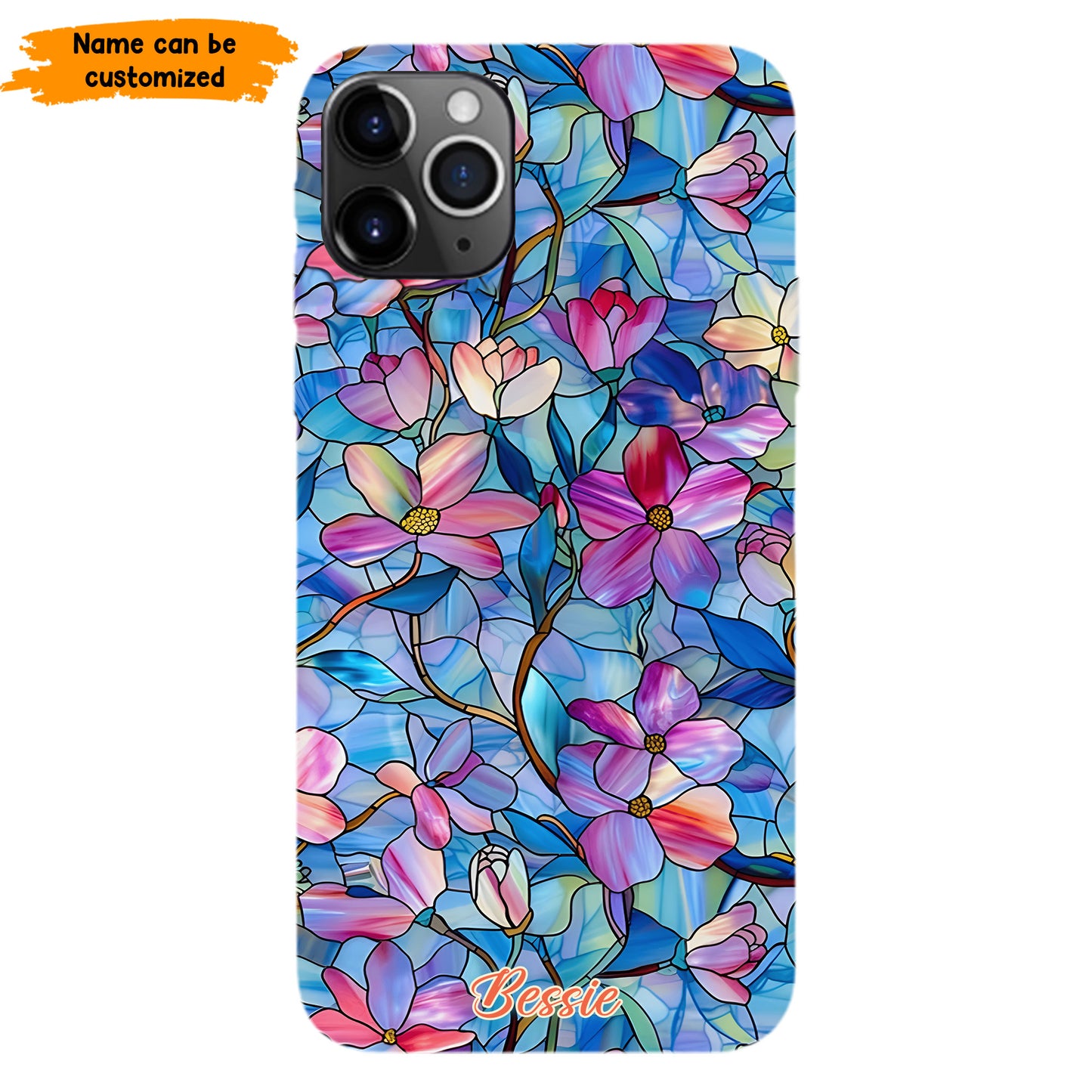 Personalized Stained Glass Floral Phone Case