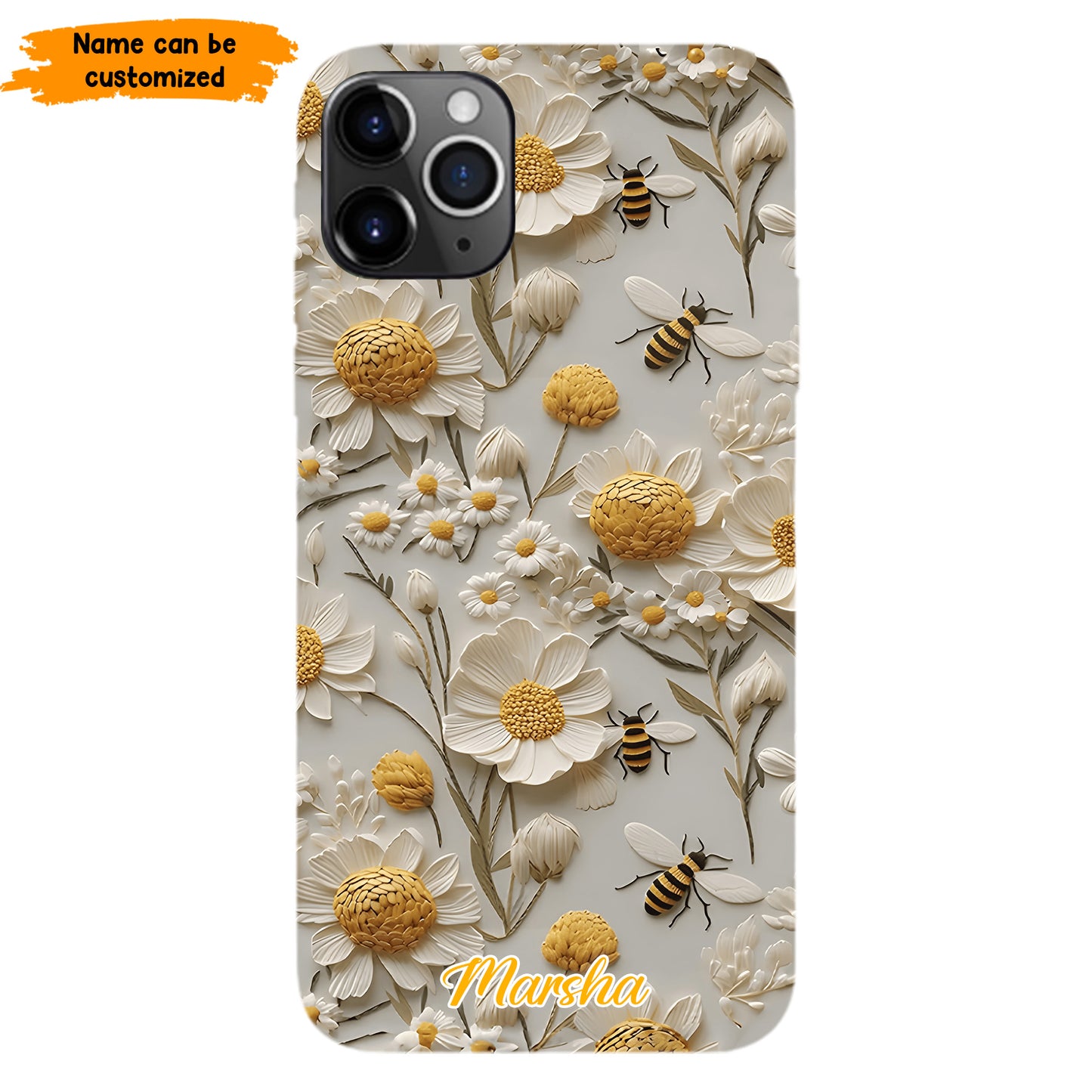 Bee Floral – Personalized Phone Case