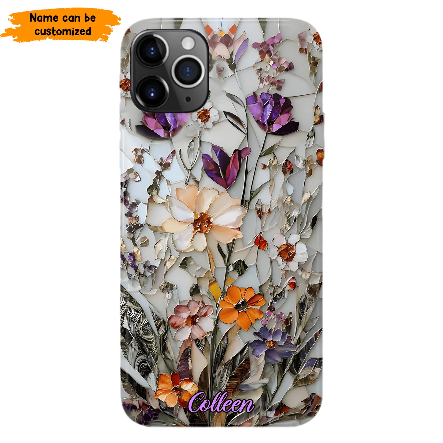 Mosaic Pressed Flowers – Personalized Phone Case