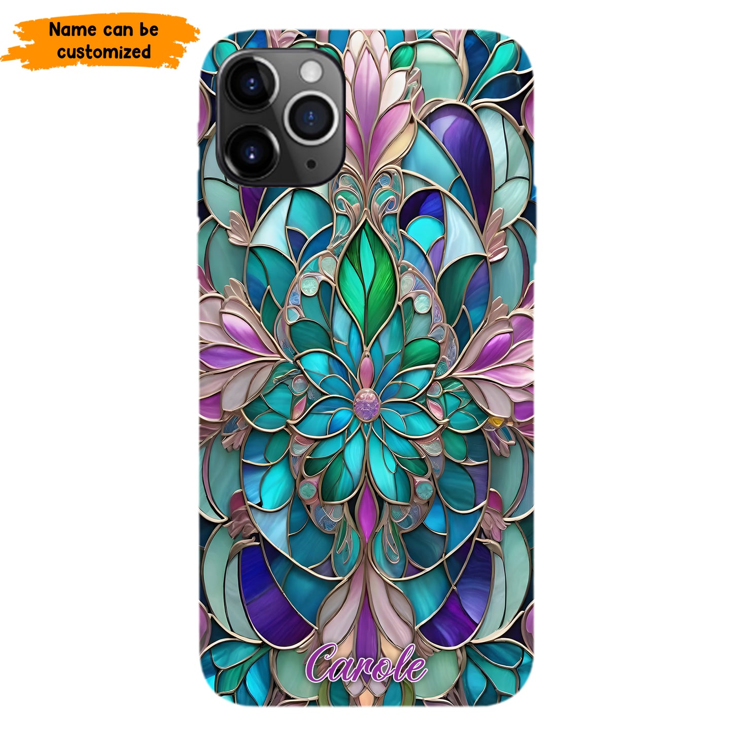 Personalized Stained Glass Mandala Phone Case