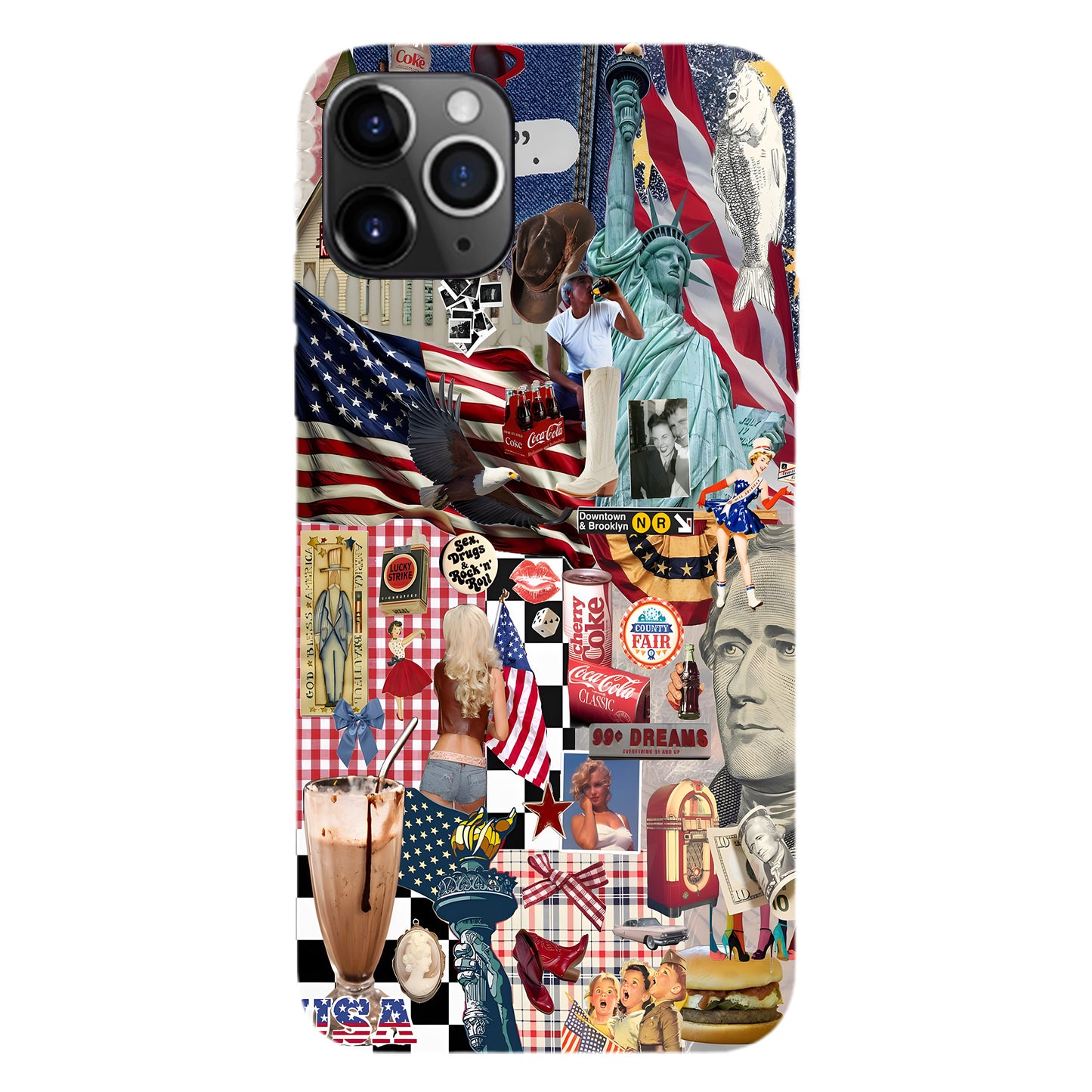 American Dream Collage – Retro Patriotic Phone Case
