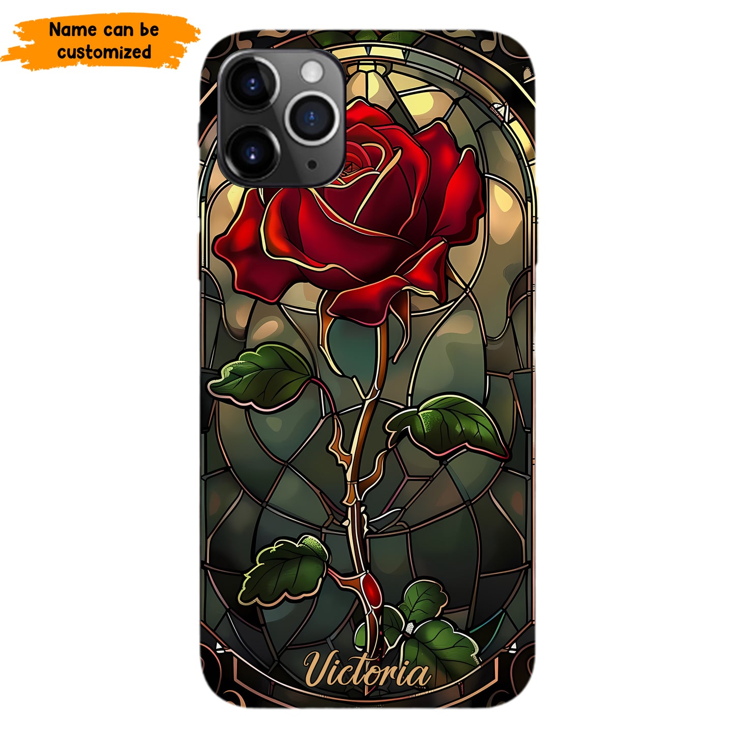Personalized Stained Glass Rose Phone Case