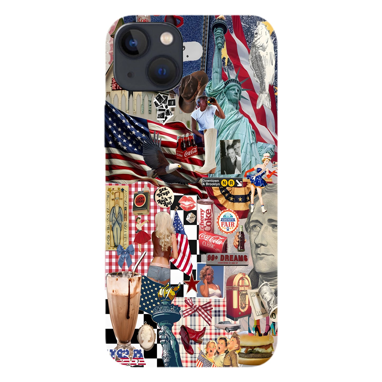 American Dream Collage – Retro Patriotic Phone Case