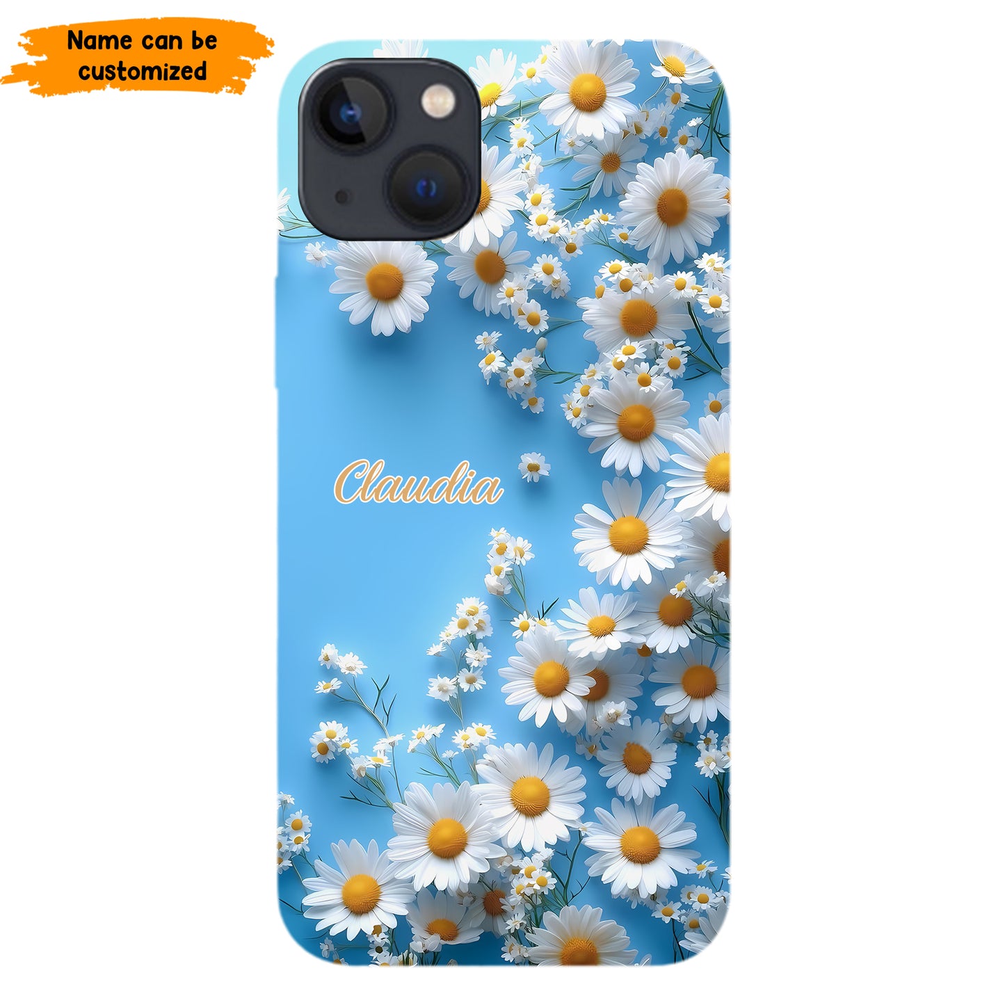 Personalized Daisy Blue Background Phone Case