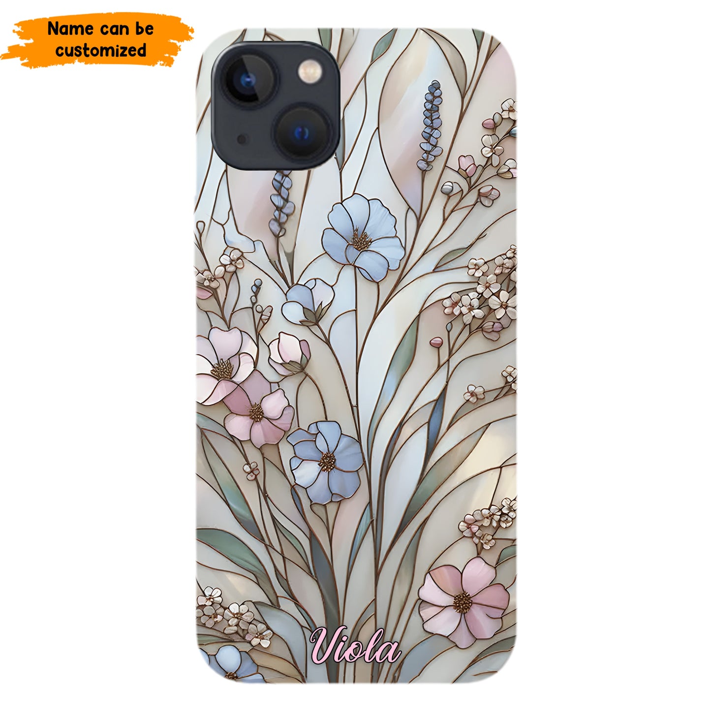 Wildflower Stained Glass Effect – Personalized Flower Phone Case